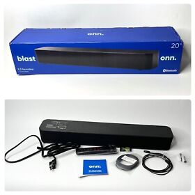 100024201 New Open Box Onn 20inch Blast 2.0 Soundbar Speaker Bluetooth Tech Sound Bar Black