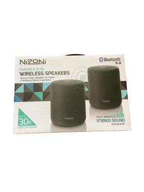 Inv00730 Nizoni Pairable Dual Wireless Speakers Bluetooth 5.0 New Rechargeable