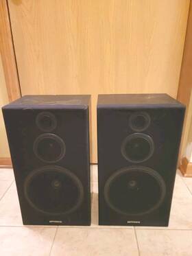 13-1248 Optimus 40-4088 Tall Bookshelf Speakers Quality 8 Ohm 2 Black System 700 Tested