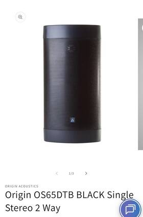 Os65dtb Origin Acoustics Black Single Stereo 2 Way Open Box Rare