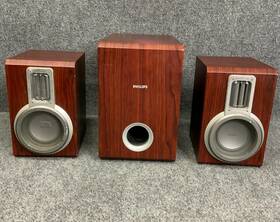 Mcd718 Philips Loud Speakers Pair 2-way Rosewood Bookshelf Subwoofer 8
