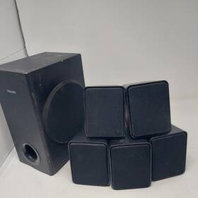 Uspspkhye007 Philips 5 Speaker Subwoofer Home Theater Surround Sound Cs Tested