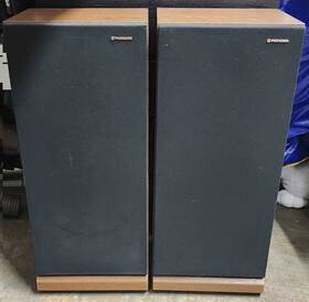 Cs-f9000 Pioneer Floor Speakers 3-way 36 Inch H 12 Woofer 4.75 Mid 1979 Wood Grain