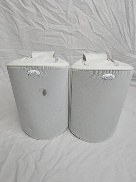 Am408879287 Polk Pair Of Audio Atrium 4 Outdoor Speakers White With Mounts One Is Dented