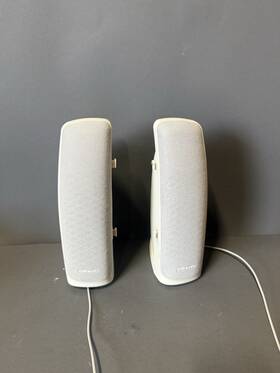 In6098 Polk Audio Computer/bookshelf Speakers 1pr Gray Fabric Without Ffwhite Housing