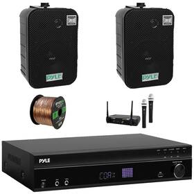 400w Pyle 027581588215 Bluetooth Home Audio Theater Receiver 2x 5.25 Inch Black Speakers Mic