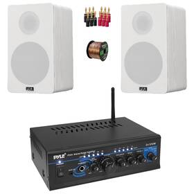 Pta4 Pyle 027581609224 Mini Power Amplifier Receiver 2x 6.5 Inch 240w Speakers Banana Plugs