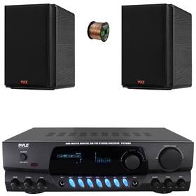200w Pyle 027581612200 Digital Display Receiver 2x 6.5 Inch 240w Stereo Black Speakers Wire