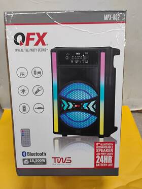 Mpx-802 Qfx 8 Inch Bluetooth Speaker Rechargeable Led Party Lights 18 500w