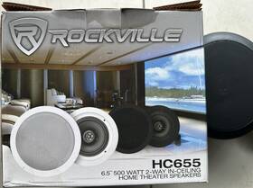 Hc655 Rockville 8 6.5 Inch 500w 2-way In-ceiling Wired Speaker Black Round