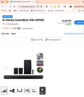11.1.4ch Samsung Hw-q990d/zc Q990d Wireless Dolby Atmos Soundbar Premium Home Theater System