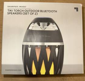 207128 Sharper Image Set Of Two 2 Tiki Torch Outdoor Bluetooth Speakers New In Box