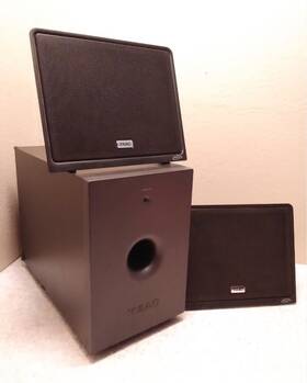Fps-1 Speakers Maxell Flat With Subwoofer And Remote 12w Computer Vintage Working