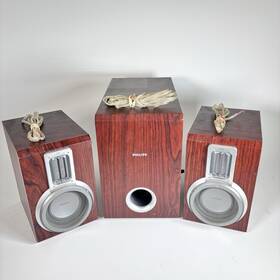Mcd703 Speakers Philips Sub And System 3 Piece Set Cherry Wood Color