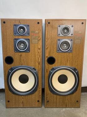 Sp-333 Speakers Jvc 3-way 2 80w Vintage Woodgrain Cabinet Hi-fi Audio System