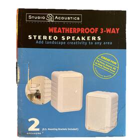 Ms-80 Studio Acoustics Nos Weatherproof 3-way Stereo Speaker Pair White