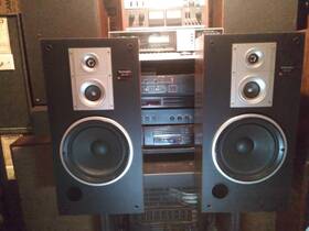 Sb-l52 Technics Tested And Working 12 Inch 3-way Loudspeakers On Stands 8ohm 60w