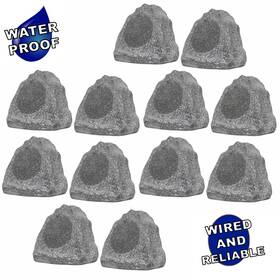 12r6g Theater Solutions Full Range Outdoor Gray Rock 12 Speaker Set With 6.5 Inch Woofers