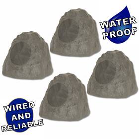 4r8sg Theater Solutions Full Range Outdoor Slate Grey Rock 4 Speakers With 8 Inch Woofers