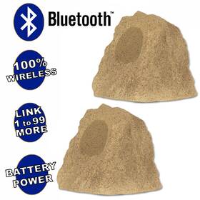 B42s Theater Solutions Wireless 120w Rechargeable Bluetooth Rock Speaker Pair Sand