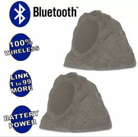 B63gr Theater Solutions Wireless Outdoor 200w Rechargeable Bluetooth Rock Speaker Pair Grey