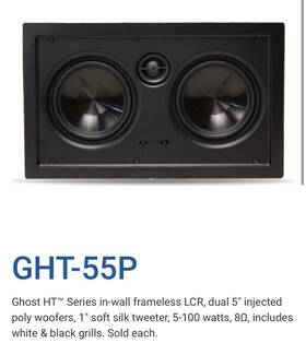Ght-55p Truaudio 5.25in Ghostht Lcr In-wall Polysub