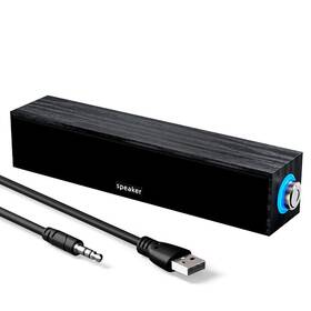 Tb9011360bk Tsuinz Bar Wooden Bluetooth Desktop Speaker 3.5mm Audio Socket Surround Sound Subwoofer