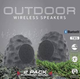 Xbs9-1072-gry Tws Wireless Bluetooth Stereo Rock Speaker 2 Pack Outdoor Ipx5 Waterproof Recharge
