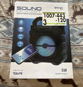 1007-443 Tzumi Soundboost Wireless Bluetooth 5.0 Compact Speaker 5w Color Changing Led