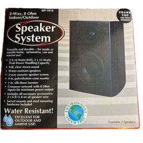 Sp-1919 Universal Security Instruments Indoor Outdoor Marine 2 Way Stereo Speakers New Mount