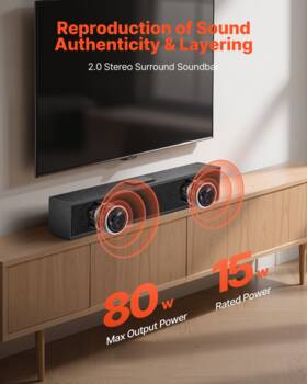 Lk-s707-6 Vevor 24 Inch Sound Bar 2.0 Channel Bluetooth Tv Speaker 80w Surround Audio For Home