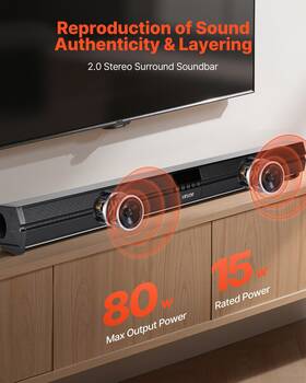 Lk-s802-8 Vevor 32 Inch Soundbar For Tv 80w 2.0 Channel Bluetooth Aux Remote
