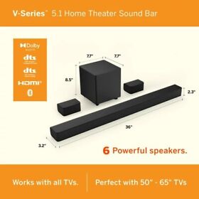 V51x-j6 Vizio V-series 5.1 Home Theater Sound Bar With Dts Virtual X Bluetooth