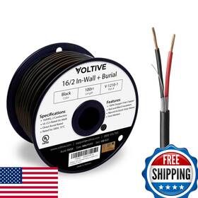 B084h5tljn Voltive 16/2 Speaker Wire In-wall Cl3 And Direct Burial Black 100ft - 16awg 2