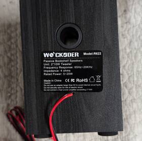 5-20w Wockoder R622 Passive Bookshelf Speakers 4 Ohms 2.0 Channel Wired Black