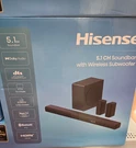 Hisense 5.1 Ch 510W Soundbar With Wireless Subwoofer And 2 Rear Surround Speaker. Fixed Price $179.95.