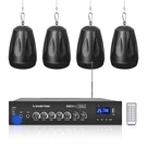 Sound Town 2-ZONE 70V/100V Amp, Pendant Speakers, BLACK(PAC80X4PD4B). Fixed Price $294.09.