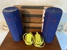 2- Ultimate Ears Megaboom S00147 Bluetooth Speaker Tested Work Chargers Boxes. Fixed Price $120.00.