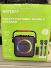 Moyleaf K253 Handle Speaker, 30W Wireless, Rgb Lights, Mic Priority, 6500MAH. Fixed Price $50.00.