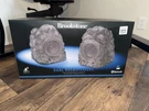 Brookstone Bluetooth Dual Rock Speakers Set, Outdoor Water-resistant. Fixed Price $99.99.