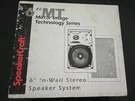 Speakercraft 6.2 Mit 6" In-wall Speakers. Fixed Price $124.99.