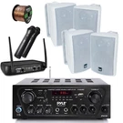 Wireless Bluetooth Receiver, Microphone System, 4X 100-WATT White Speakers,. Fixed Price $282.49.