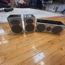 Athena (3) Piece Silver Bookshelf Speakers & Center, Point 5 Mkii Surround Sound. Fixed Price $75.00.