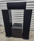 Set Polk Audio T50 Home Theater 2 Floor Tower Speaker 1 Center & Subwoofer. Fixed Price $449.98.