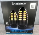 Brookstone Torchlight Duo Bluetooth Speakers With Stakes - New Open Box. Fixed Price $45.97.