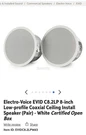 Electro-voice Evid C8.2LP Low-profile Coaxial Ceiling Speakers Pair White. Fixed Price $325.00.