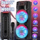 Dual 12" Portable Bluetooth Speaker Loud Heavy Bass Sound Party W/ Mic. Fixed Price $127.98.