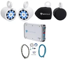 2) Kicker 6.5" 150W Marine Led Wakeboard Tower Speakers+covers+amplifier+amp Kit. Fixed Price $384.90.