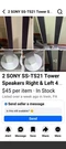 Sony SS-TS21 Pair Standing Speakers Silver Black Wired Rectangular Metal Fabric. Fixed Price $50.00.
