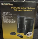 Audio Unlimited 900MHZ Indoor Outdoor Wireless Speakers SPK-VELO-001 (tested). Fixed Price $49.99.